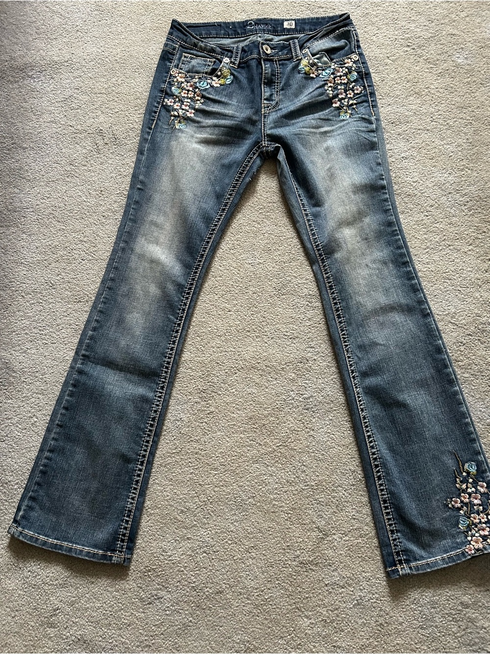 Charme by Grace in LA - embroidered blue jeans - bootcut size 30